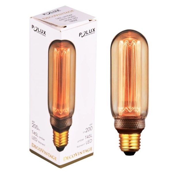 Dekoracyjna żarówka retro DecoVintage 317759 Polux T45 E27 tuba 4W 200lm 230V biała ciepła