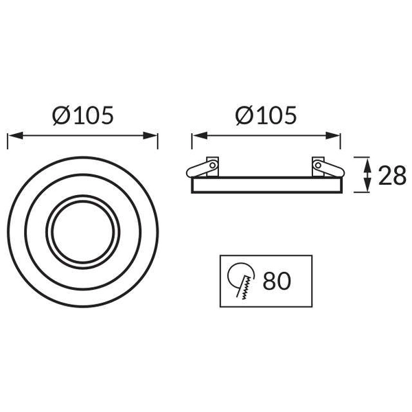 Podtynkowa LAMPA sufitowa BORYS C 03223 Ideus wpuszczana OPRAWA do zabudowy WPUST oczko srebrne czarne