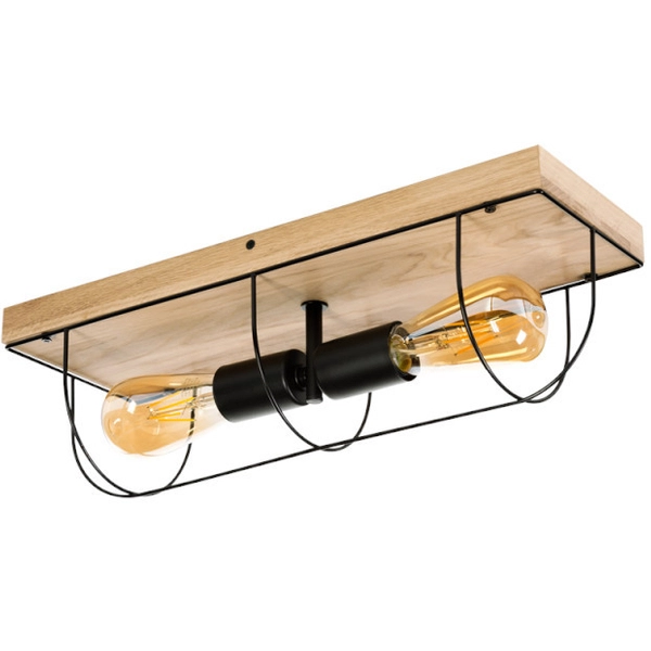 Druciana lampa sufitowa NETUNO 92043274 retro drewno czarna