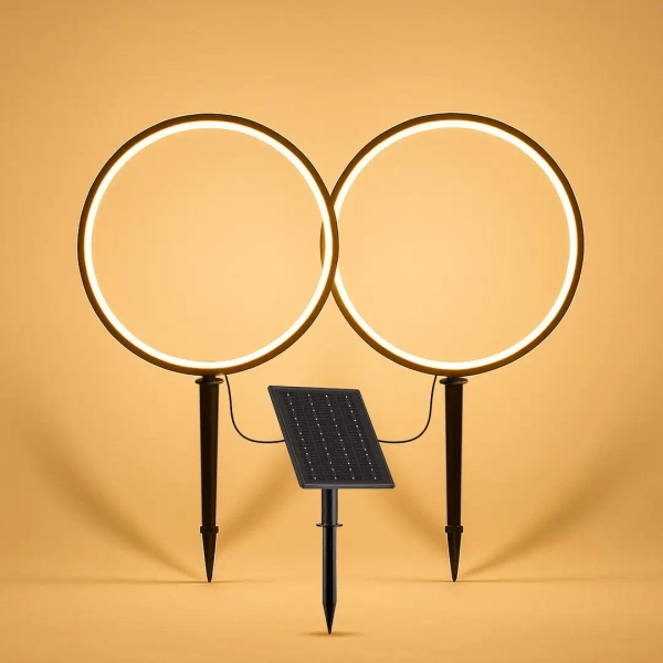 Pierścieniowa wbijana lampa ogrodowa Rings EKO2360 LED 3W 3000K IP54 czarny