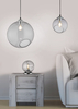 Stołowa LAMPA stojąca R50071054 nocna LAMPKA szklana kula ball chrom przydymiona