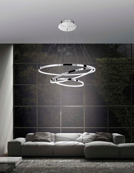 Jadalniana lampa wisząca Lobos rings LED 145W 3000K srebrna