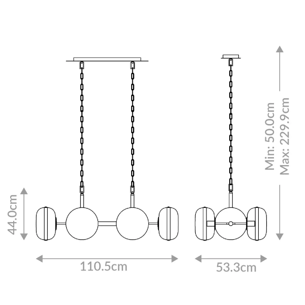 Szklana lampa wisząca Nottingham QN-NOTTINGHAM-6LP-AB złoty przezroczysty