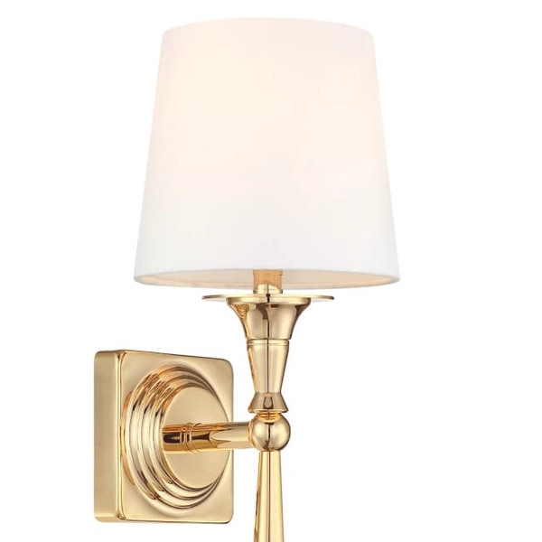 Lampa ścienna do jadalni Austin W01265AU-WH Cosmolight metal tkanina złota biała