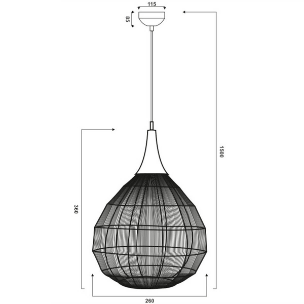 Druciana lampa wisząca SORAYA 365430132 Trio zwis klatka czarny
