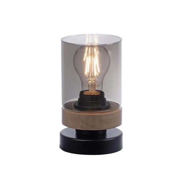 Lampa stołowa nowoczesna PASQUAL szklana czarna z wtyczką na stolik E27 11310-18