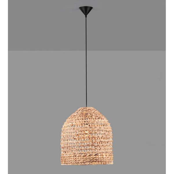Zwisająca lampa nad stół GUARDIA LE44577 pleciona naturalna czarna