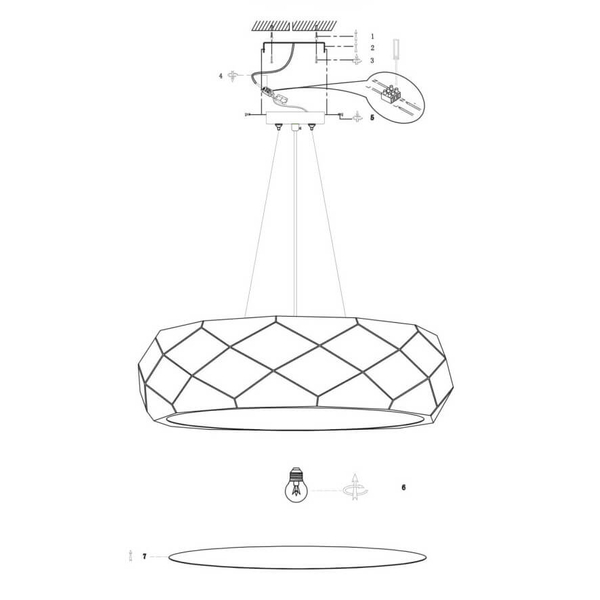 LAMPA wisząca REUS LP-8069/1P BK Light Prestige metalowa OPRAWA geometryczna zwis okrągły czarny