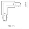 Kątowy L-ŁĄCZNIK uziemienie lewe CTLS POWER L CONNECTOR 8706 Nowodvorski do 3-fazowej szyny natynkowej 230V czarny