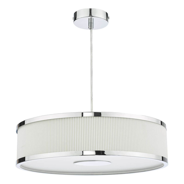 Wisząca lampa materiałowa Alvaro ALV1033 okragła chrom kość słoniowa