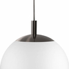 Okrągła lampa wisząca ALUR 11142320 Kaspa metalowa szklana biała czarna