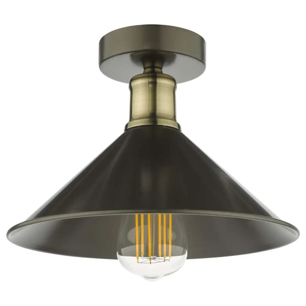 Lampa sufitowa retro Jalen JAL0161 stożek grafitowy mosiądz