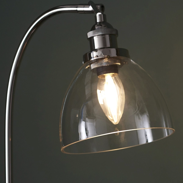 Vintage lampa stołowa L&-197590 Light& ze szklanym kloszem nikiel