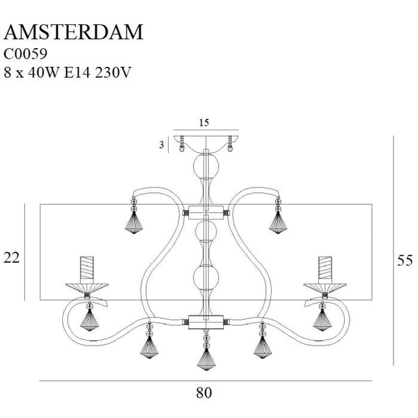 Pałacowy plafon AMSTERDAM C0059 Maxlight szkło tkanina biały