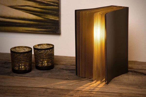 Dekoracyjna LAMPA stojąca EXTRAVAGANZA LIVRET 78596/01/30 Lucide metalowa LAMPKA biurkowa książka czarna złota