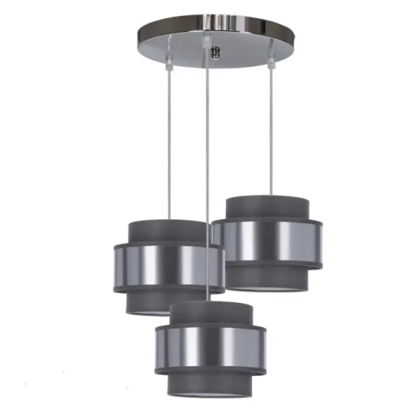 Lampa wisząca nad wyspę HARE 33-18496 abażurki chrom szare srebrne