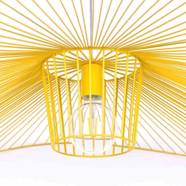 Metalowa LAMPA wisząca KP-21 ŻÓŁTY Kaja salonowy ZWIS druciany