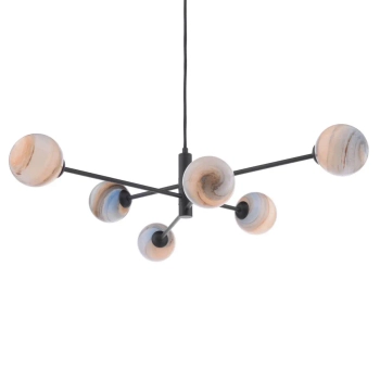 Dekoracyjna lampa wisząca Vignette VIG0622-07L szkło planety czarne beżowe