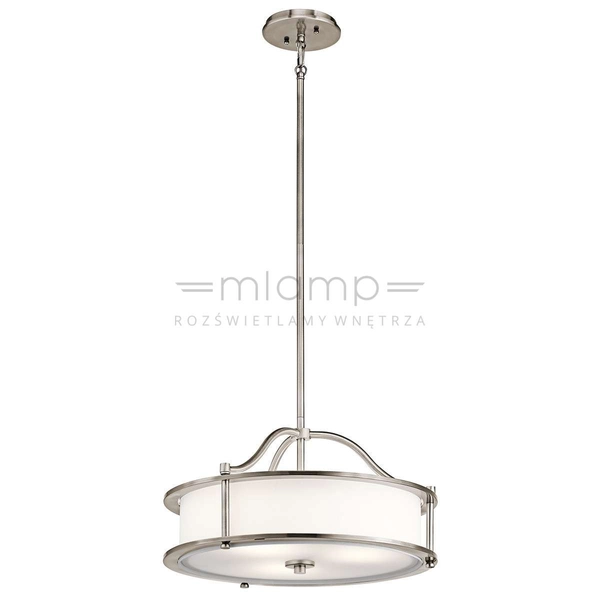 Klasyczna LAMPA wisząca KL-EMORY-P-S-CLP Elstead KICHLER okrągła OPRAWA cyna zwis biały