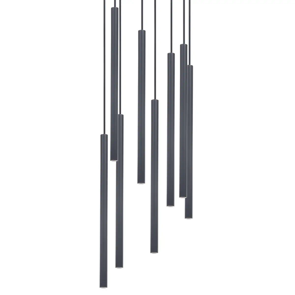Kaskadowa lampa wisząca Sopel 8 41466 tubki sople grafitowe