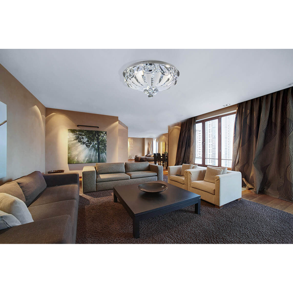 Okrągły plafon glamour DRS1066 8C crystals do jadalni chrom