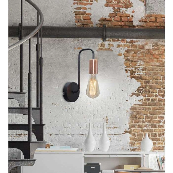 Kinkiet lampa ścienna HERPE 21-66855 metalowa industrialna miedź czarna