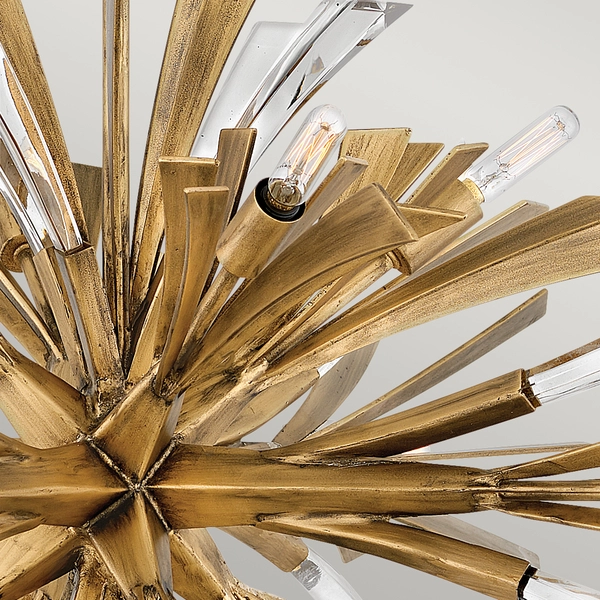 Podłużna wisząca lampa QN-VIDA-13P-W do salonu złota