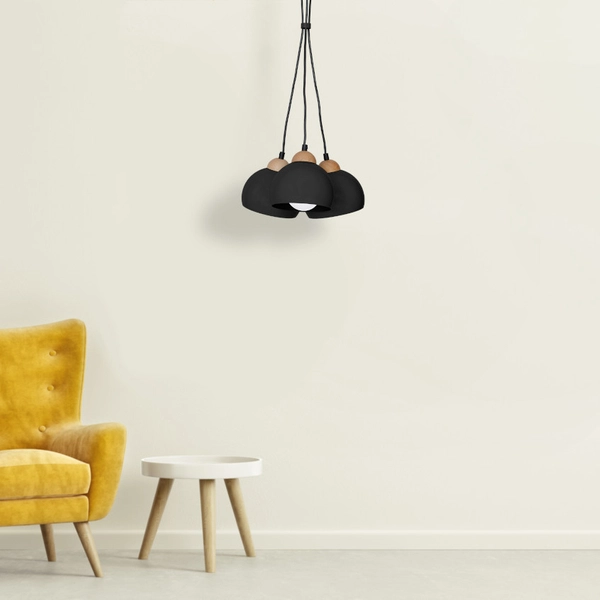 Skandynawska LAMPA wisząca DAMA MLP6580 Milagro kopuły OPRAWA zwis hygge czarny drewno