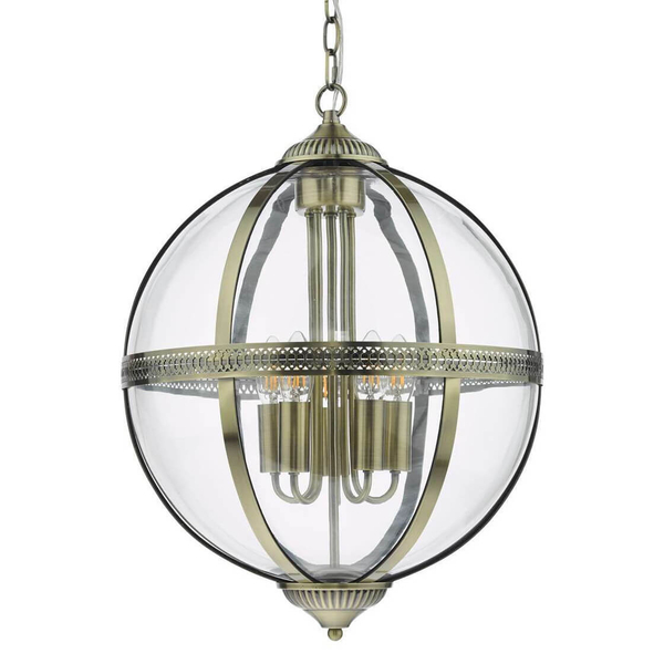 Salonowa lampa wisząca Vanessa VAN0575 Dar Lighting przezroczysta mosiądz