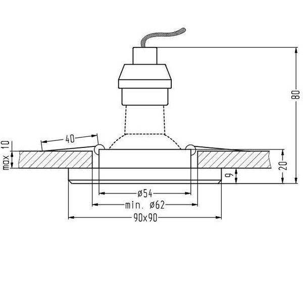 Sufitowa lampa podtynkowa Ss wpust do przedpokoju chrom