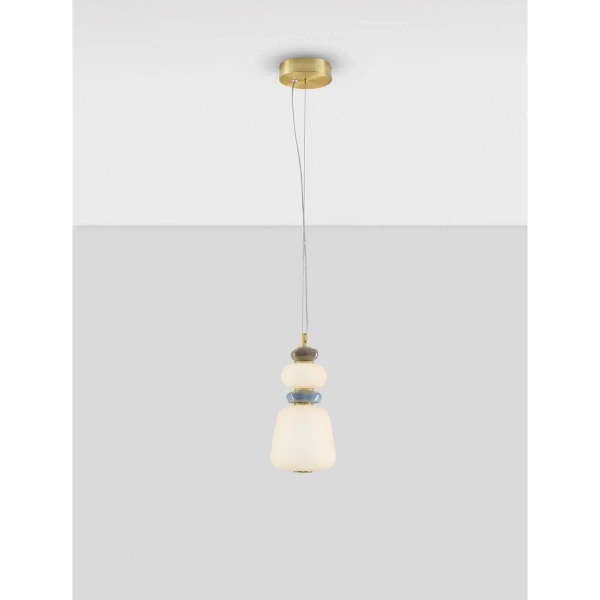 Porcelanowa lampa wisząca FELANZO LE45240 LED 12W 3000K złota niebieska