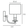 Abażurowa LAMPA ścienna ABU DHABI W01397BK Cosmolight klasyczna do salonu czarna