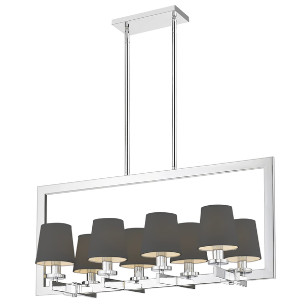 Wisząca lampa 8-punktowa London p08038ch-bk Cosmolight metal tkanina srebrna czarna