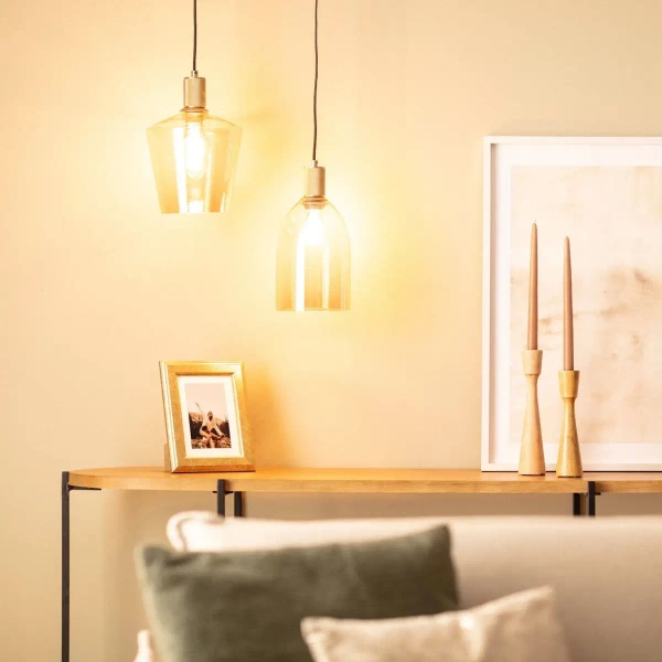 Lampa wisząca ze szkła Incanto ABR-LWS-A-INC nad stół bursztynowa
