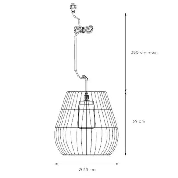 Ekologiczna lampa wisząca do salonu NERIDA 03844/01/72 IP44 drewniany