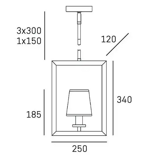 Abażurowa LAMPA wisząca LONDON P01007WH Cosmolight prostokątny ZWIS metalowy chrom