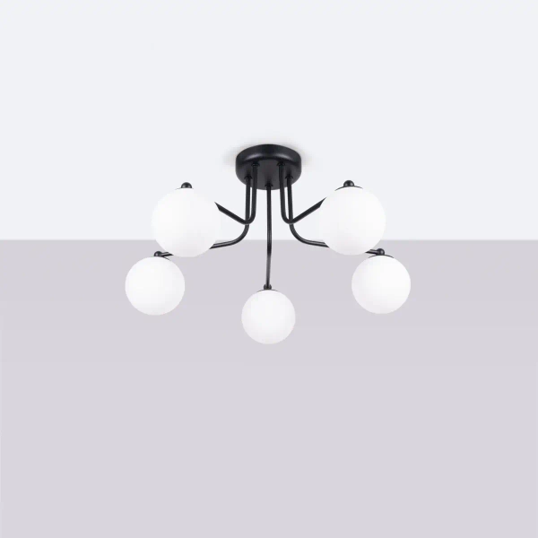 Żyrandol do salonu ASTRAL SL.1663 szklane kule białe czarne