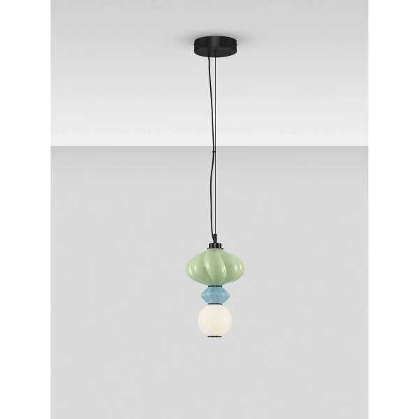 Szklana lampa wisząca CASURNO LE45220 LED 8W 3000K zielona niebieska