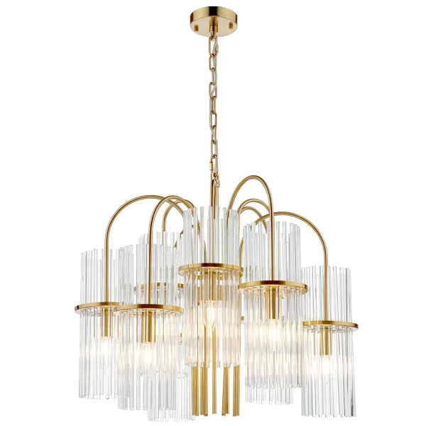 Kryształowy żyrandol Eniola ENI1335 do salonu regulowany mosiądz
