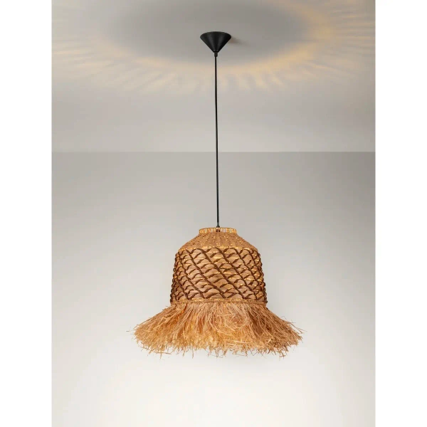Wisząca lampa do salonu boho FANLIZA LE45359 frędzelki brązowa