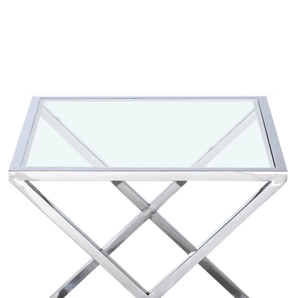 Kwadratowy stolik kawowy Broadway BR-ST1205S Cosmolight srebrny przezroczysty