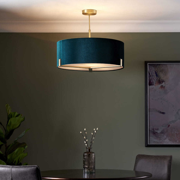 Lampa wisząca z abażurem Hayfield 95839 Endon do sypialni zielona złota
