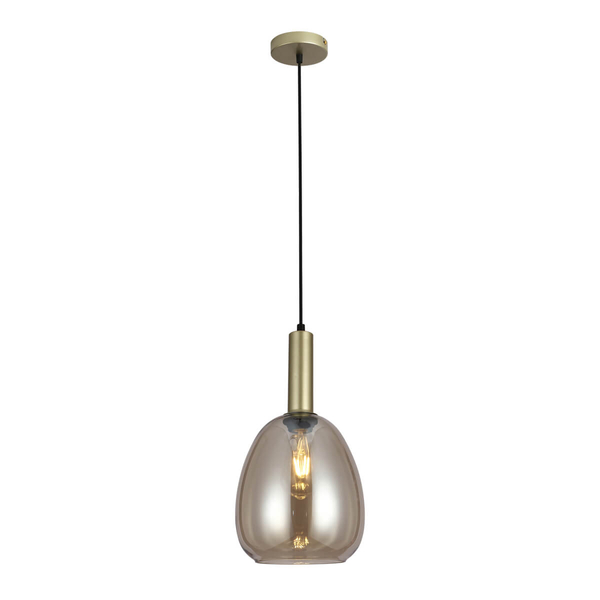 Szklana wisząca lampa Gater PND-23541-1-GD-CH owalna do kuchni złoty