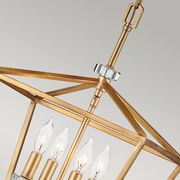 Lampa kryształowa wisząca QN-STINSON-4P-M-DBR mosiądz
