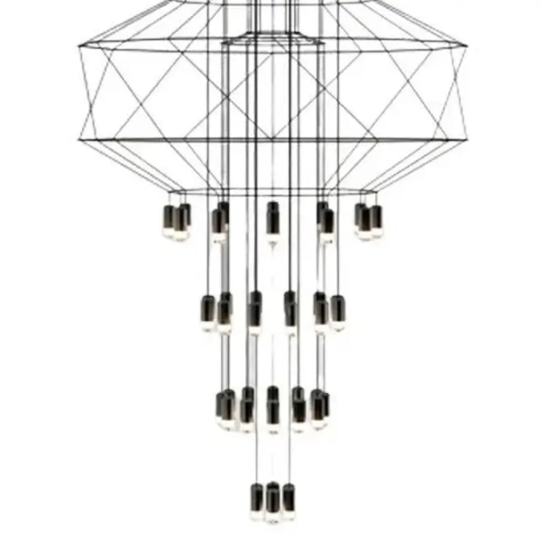 Metalowy żyrandol ażurowy Linea SXT100-43P Step geometryczny czarny