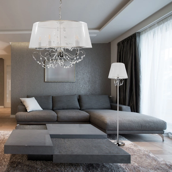 Abażurowa LAMPA wisząca ABBAZIA metalowa OPRAWA klasyczny ZWIS na łańcuchu chrom