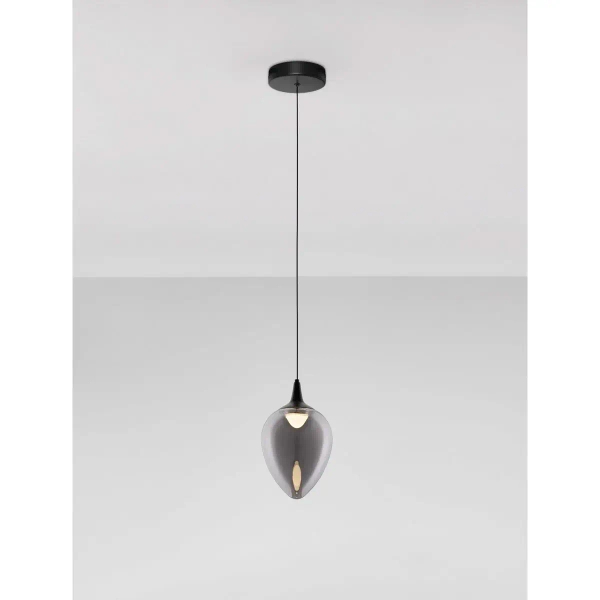 Szklana wisząca lampa VAZENDO LE45115 LED 6W 3000K czarny szary