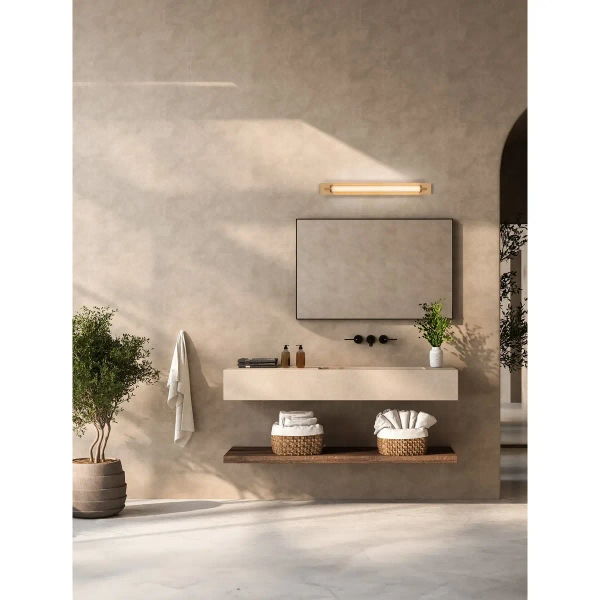 Podłużna lampa ścienna FELORNA LE45689 LED 16W 3000K belka IP44 złota