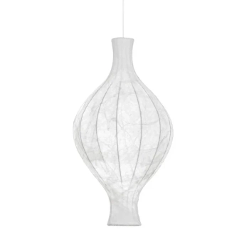 Jedwabna wisząca lampa NERELDO LE45308 japandi do salonu biała