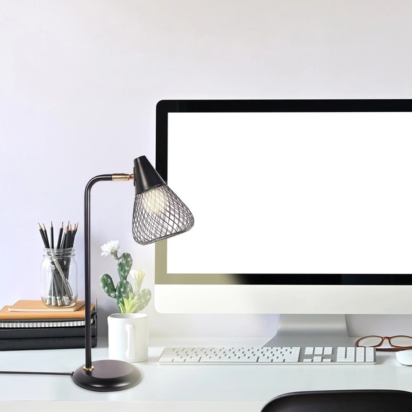 Stojąca lampka biurkowa Fanny 3181 sypialniana do czytania czarna złota